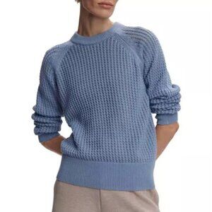 Varley Women's Clay Knit Crew Sweater XXS Rain Blue Open Knit NWT